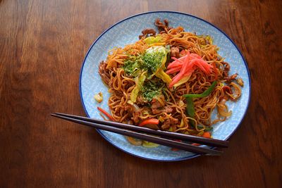 High angle view of meal served in bowl