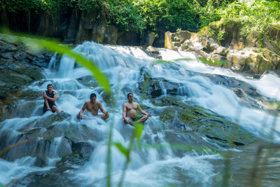 Scenic view of waterfall