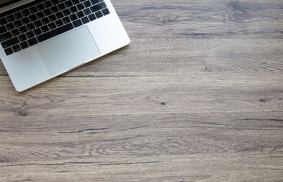 High angle view of laptop on table