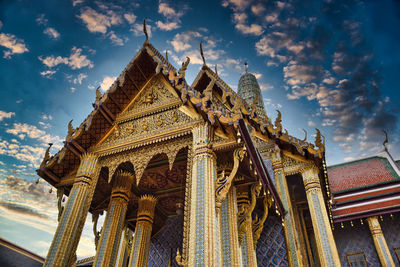 Low angle view of temple against sky