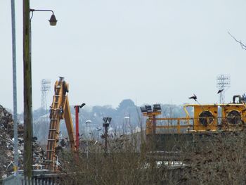 Commercial dock against clear sky