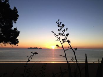 Scenic view of sea at sunset