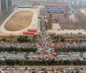 High angle view of city street