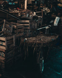 Wooden crates in warehouse