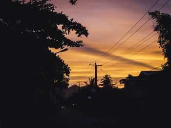 Silhouette trees against sky during sunset