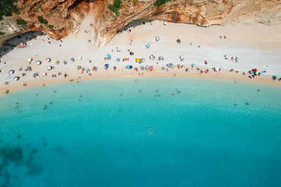 High angle view of people on the beach