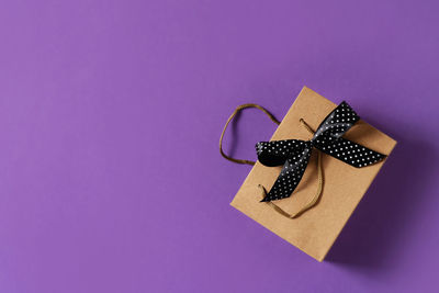 High angle view of cross against blue background