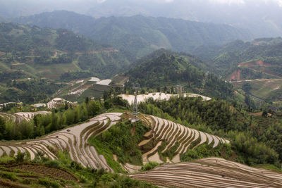 High angle view of agricultural landscape