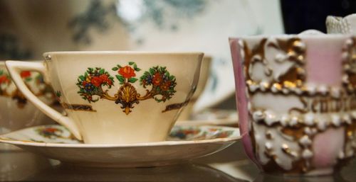 Close-up of ice cream in bowl on table