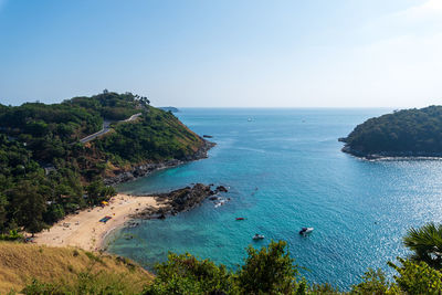 High angle view of sea against sky