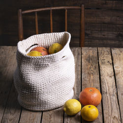 High angle view of fruits on table