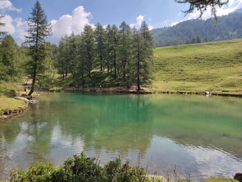 Scenic view of lake against sky