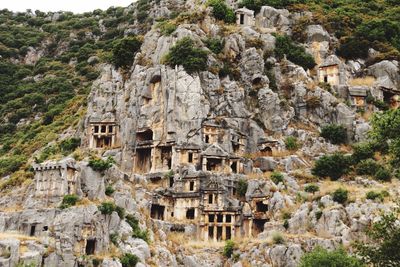 Rock formations on hill