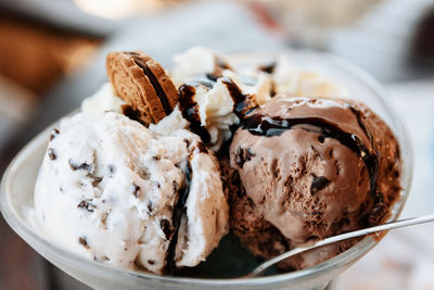 Close-up of ice cream in bowl