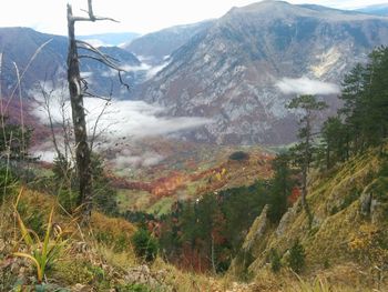 Scenic view of mountains against sky