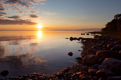 Scenic view of sea during sunset