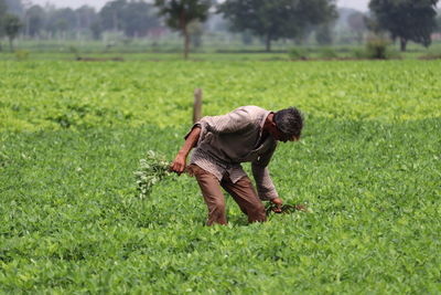 Man working on field