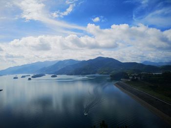 Scenic view of lake against sky