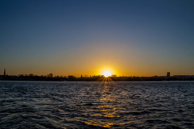 Scenic view of sunset over sea