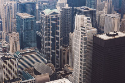 High angle view of buildings in city