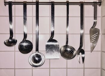 Close-up of hanging lights in row