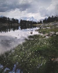 Scenic view of lake against sky