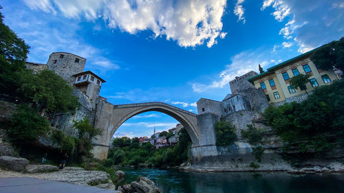 Bridge over river against sky