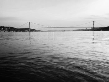 View of suspension bridge over sea