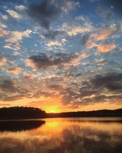 Scenic view of lake at sunset