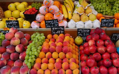 Fruit in market stall