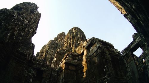 Low angle view of sculpture against clear sky