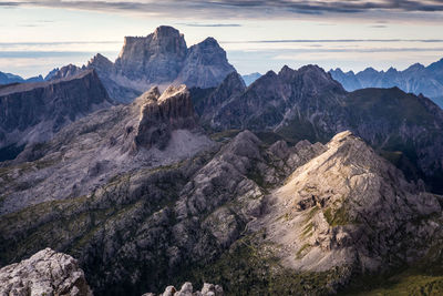 Rocks on mountain against sky