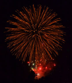 Low angle view of firework display at night