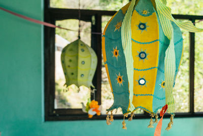 Close-up of decoration hanging outdoors