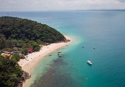 High angle view of beach against sky