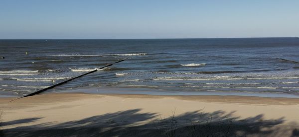 Scenic view of sea against clear sky