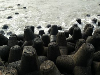 Close-up of pebbles on beach