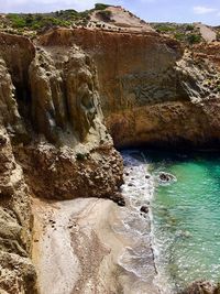 View of rock formation in sea