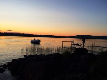 Scenic view of sunset over sea