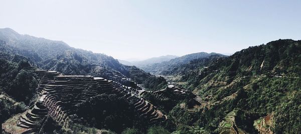 Scenic view of mountains against clear sky