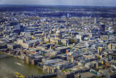 High angle view of buildings in city