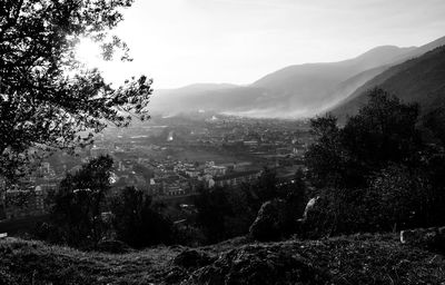 Scenic view of townscape against sky