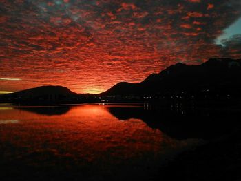 Scenic view of river at sunset