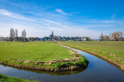 Landscape on the peninsula of marken, north of amsterdam in the netherlands.