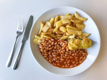 Directly above shot of breakfast served in plate