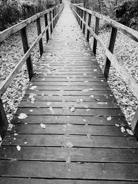 High angle view of boardwalk on footbridge