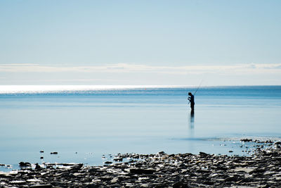 Scenic view of sea against clear sky