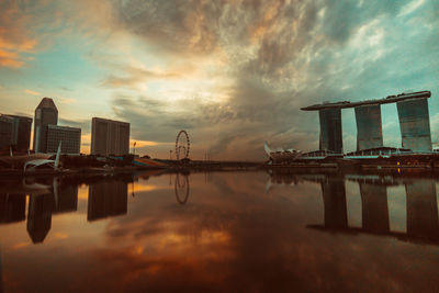 Reflection of buildings in water