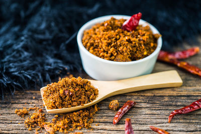 Close-up of food on table