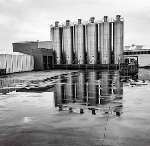 Reflection of building in water